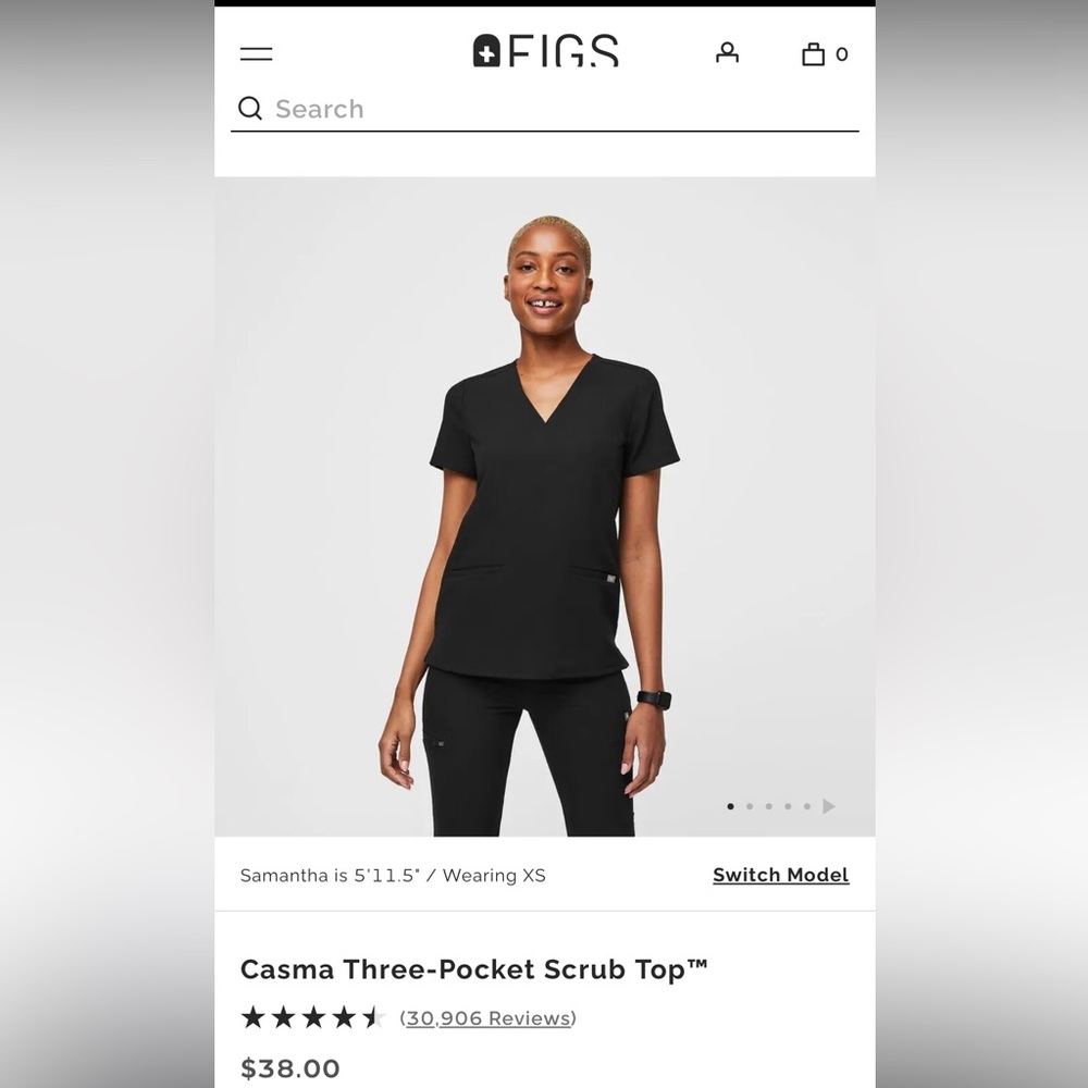FIGS Casma Three Pocket Top SURGICAL GREEN XS